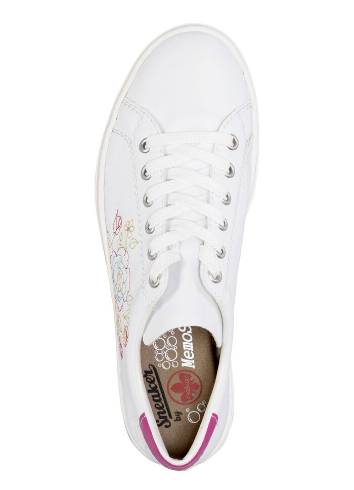 Rieker sneakers met speels bloemenborduurwerk WIT-ROZE