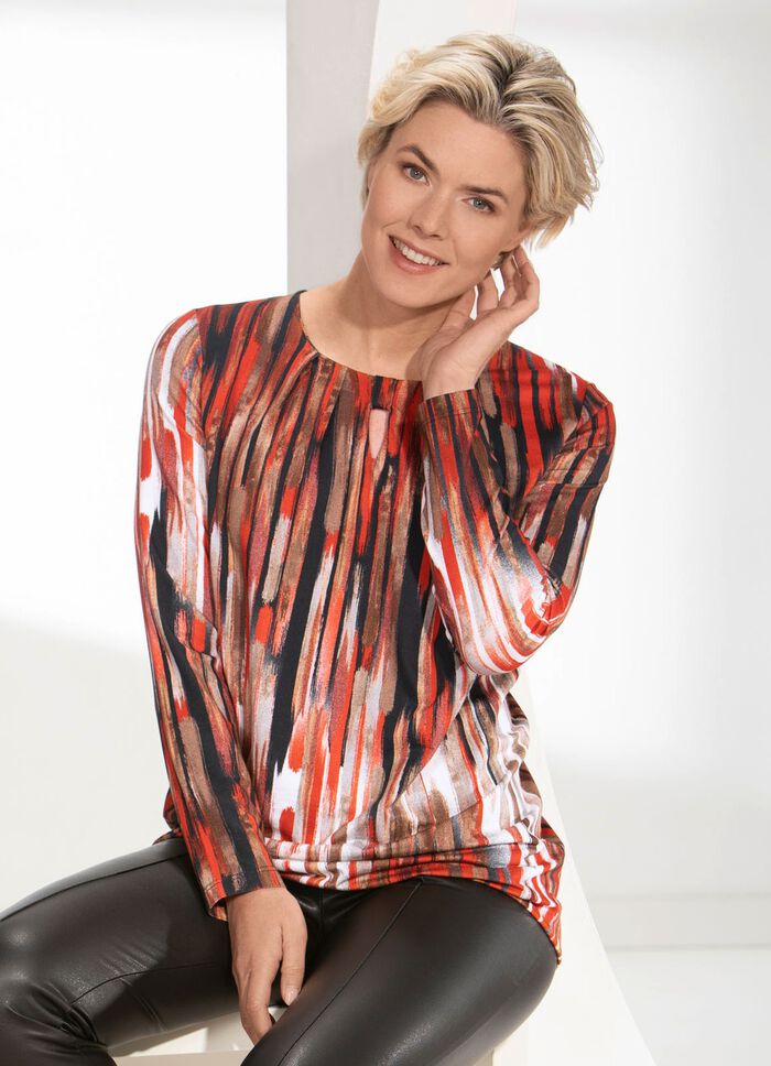 Shirt met ronde hals in verfijnde afwerking 