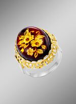 Damesring met echt barnsteen 