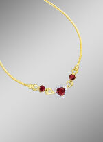 Hartvormige ketting met echte granaat en witte topaas 