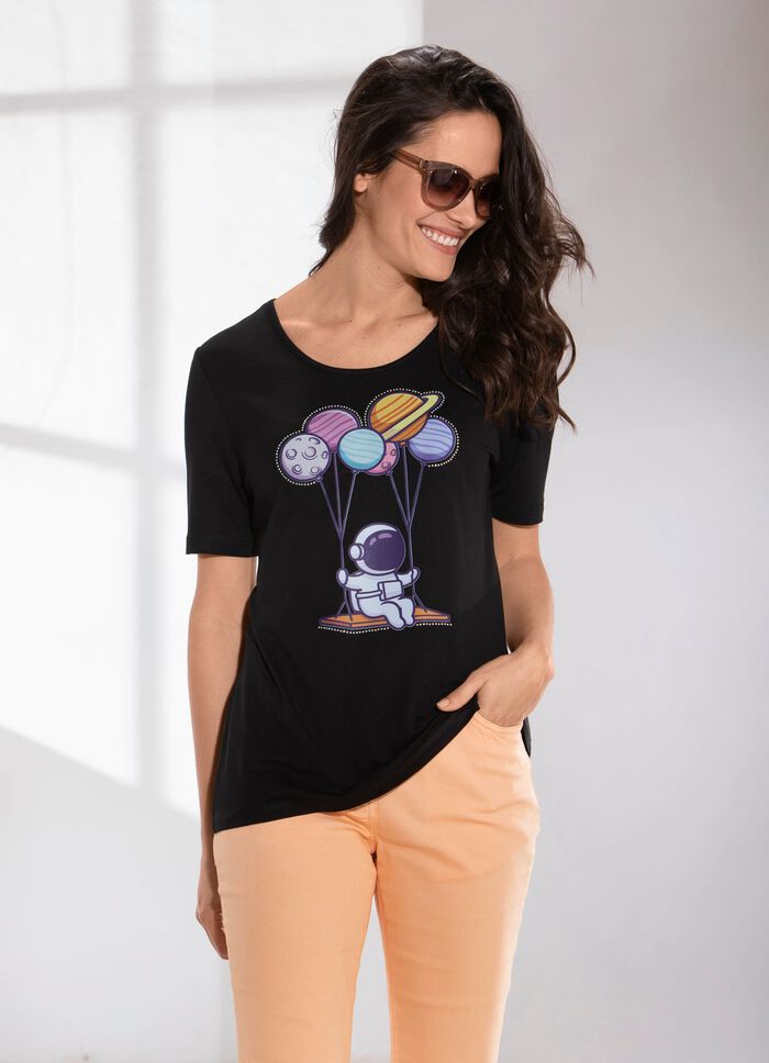 Shirt met strassversiering aan de voorzijde 