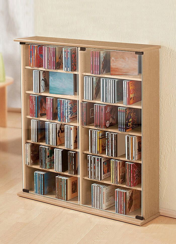 Vitrines met ESG-veiligheidsglas voor 300 cd's BEUKEN