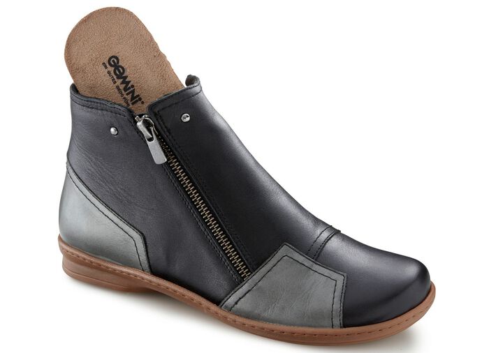 Gemini enkellaarsjes met decoratieve ritssluiting ZWART-GRIJS