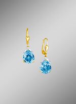 Oorbellen met echte blauwe topaas en diamanten 