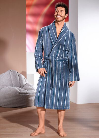 Badjas met strepenmotief 