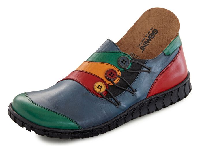 Gemini pantoffels met decoratieve knopen JEANS-MULTICOLOR