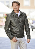 Leren blouson met verstelbare manchetten 