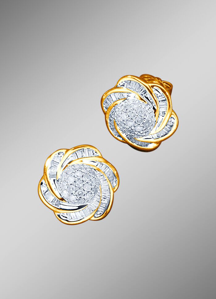 Oorbellen met briljanten en baguette-diamanten 