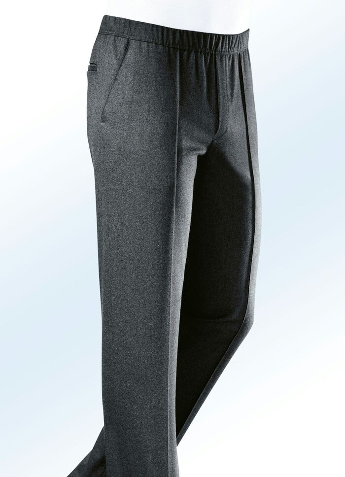 Pull-on-broek van Klaus Modelle met elastische tailleband in 5 kleuren DONKERGRIJS