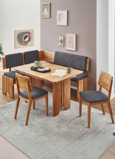 Hoekbankset met frame van massief, geolied eikenhout 