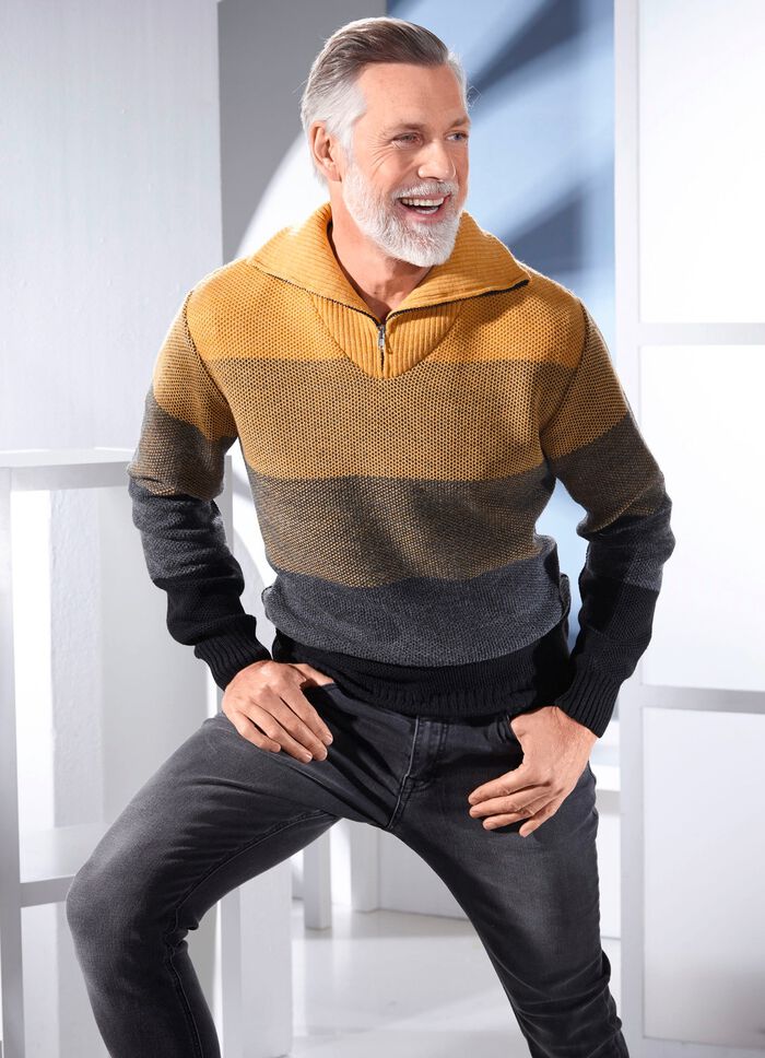 Schipperstrui met korte ritssluiting 