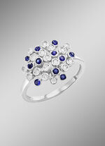 Hoogwaardige damesring met saffier en diamanten 