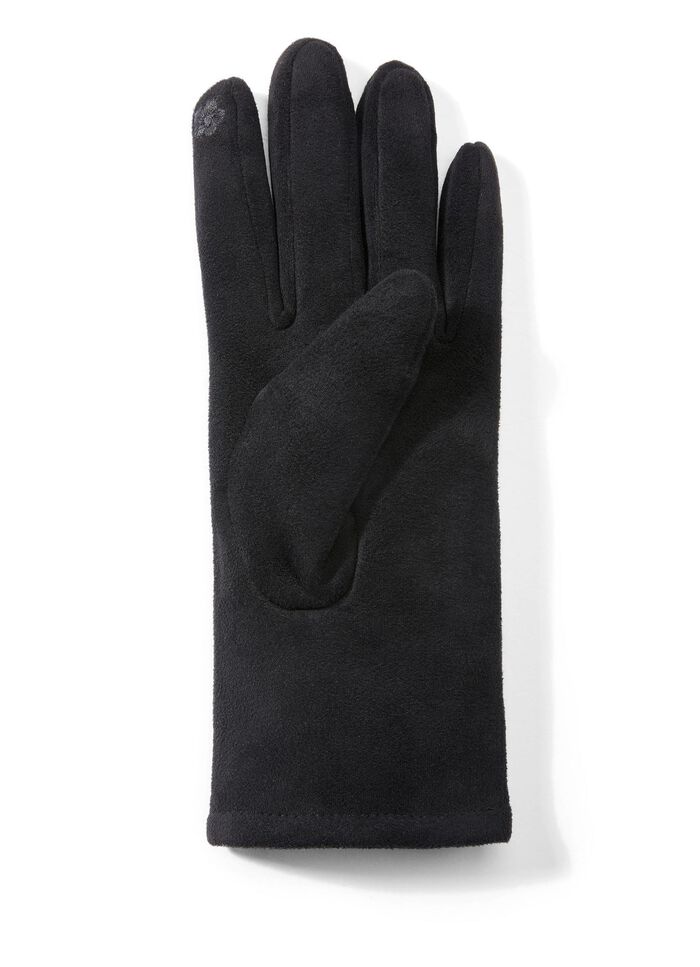 Handschoen met elegante, sprankelende glitterapplicaties ZWART