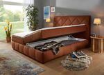 Boxspringbed met bedbox en topper COGNAC