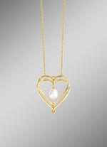 Hartvormige hanger met zoetwaterparel en ankerketting 