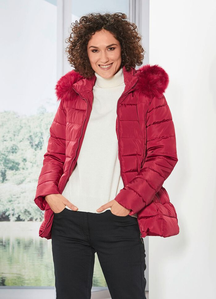 Jas met afneembare kunstbontkraag 