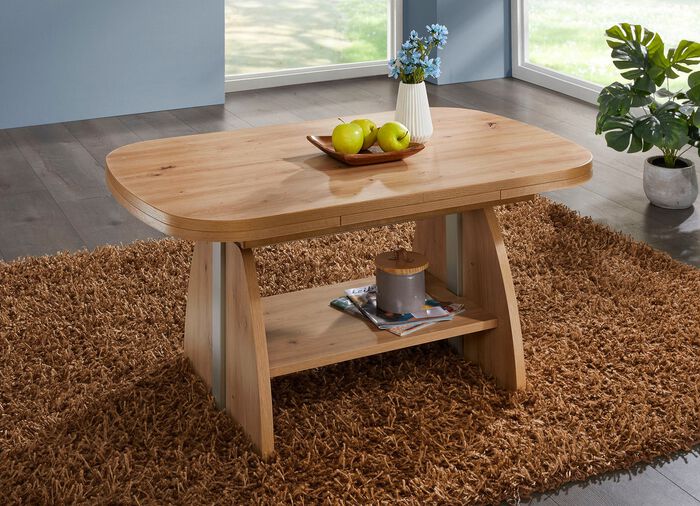 In hoogte verstelbare en uitschuifbare salontafel met liftmechanisme ARTISAN EICHE