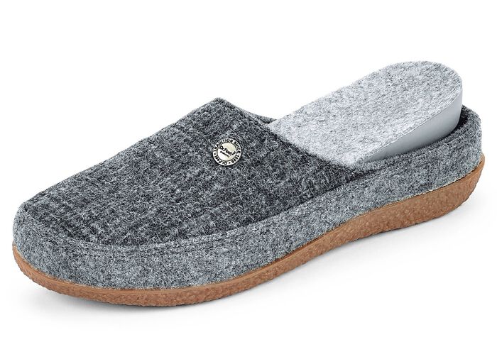 Slipper gemaakt van gedeeltelijk bedrukt wolvilt GRIJS