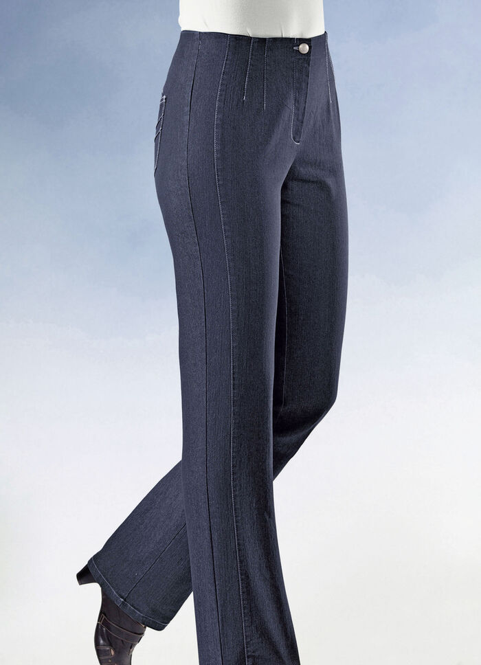 Jeans met figuurflatterende deelnaad DONKERBLAUW