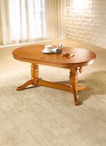 Gedeeltelijk massieve salontafel met gedraaid onderstel 