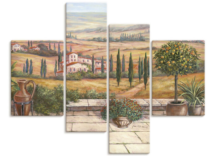 Foto, 4 delen, getiteld Terras in Toscane 