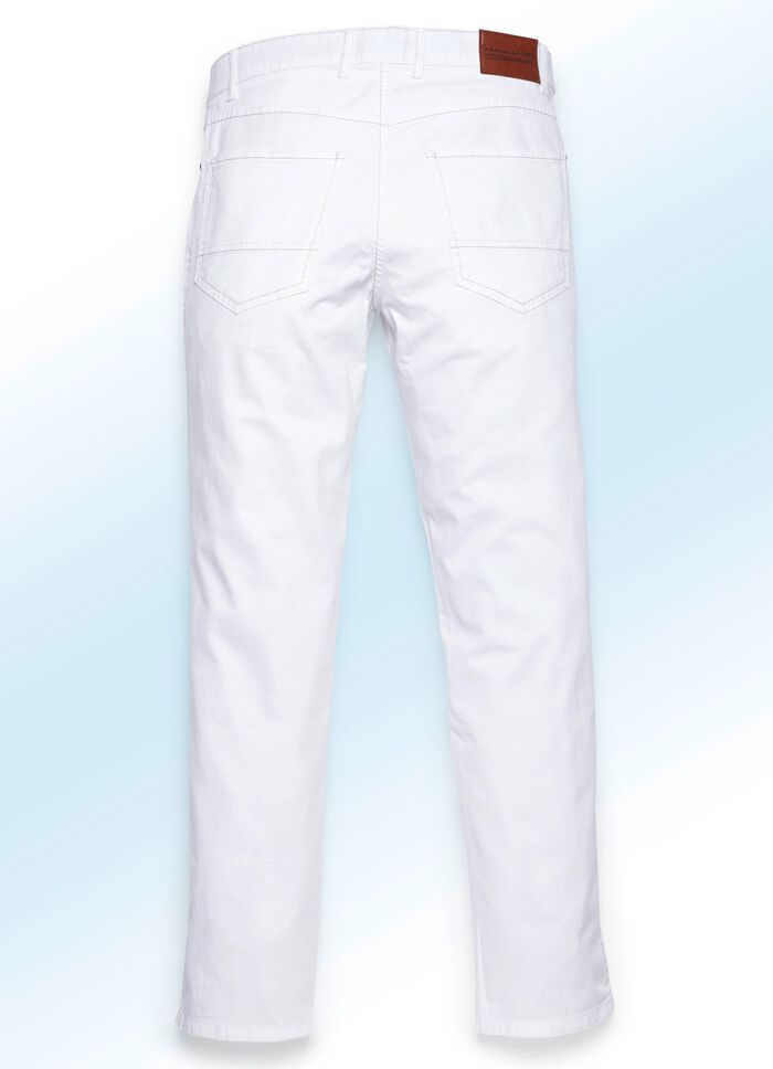 Broek "Francesco Botti" met elastische tailleband in 2 kleuren WIT