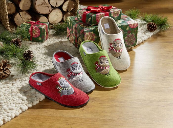 Pantoffels met uilapplicatie 