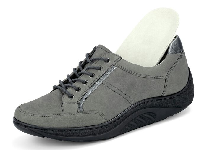 Waldl&auml;ufer veterschoen met elegante metallic leren inzetstukken GRAFIET