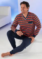Pyjama met V-hals en gestreept dessin 