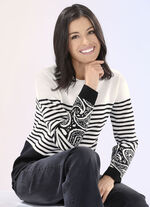 Trui met paisley-accenten ECRU-ZWART