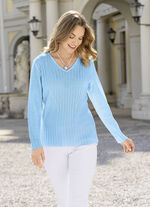 Trui met verlengde structuurstrepen HELLBLAU