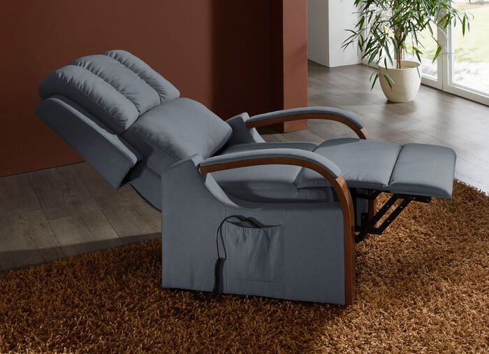 Relaxfauteuil met 2 motoren en opstahulp LICHTGRIJS