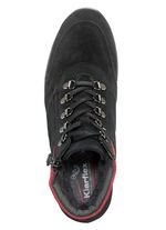 Veterlaarsje met praktische ritssluiting aan de zijkant ZWART-ROOD