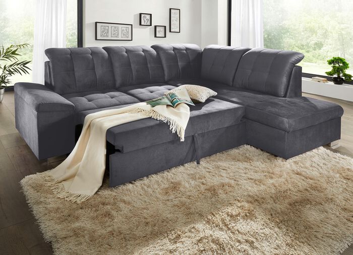 Gestoffeerde zithoek met slaapfunctie 