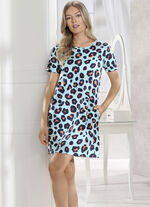 Pastunette nachtjapon in mint-zwart-oranje 