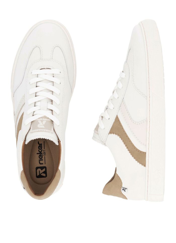Rieker sneakers van zacht nappaleer WIT-KAMEL