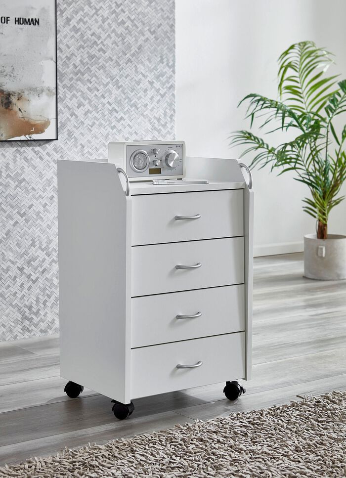 Rolcontainer met 4 laden WIT