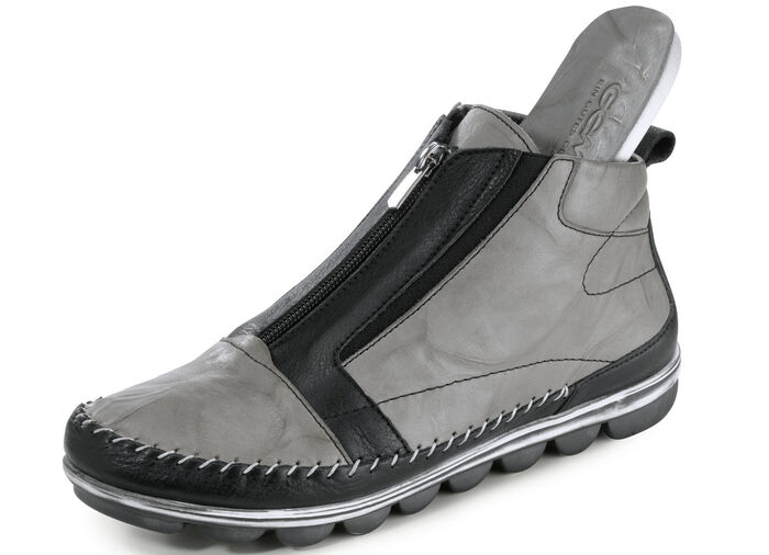 Gemini gekreukt mocassin laarsje GRIJS-ZWART