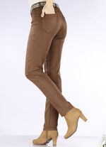 Broek in trendy leerlook COGNAC