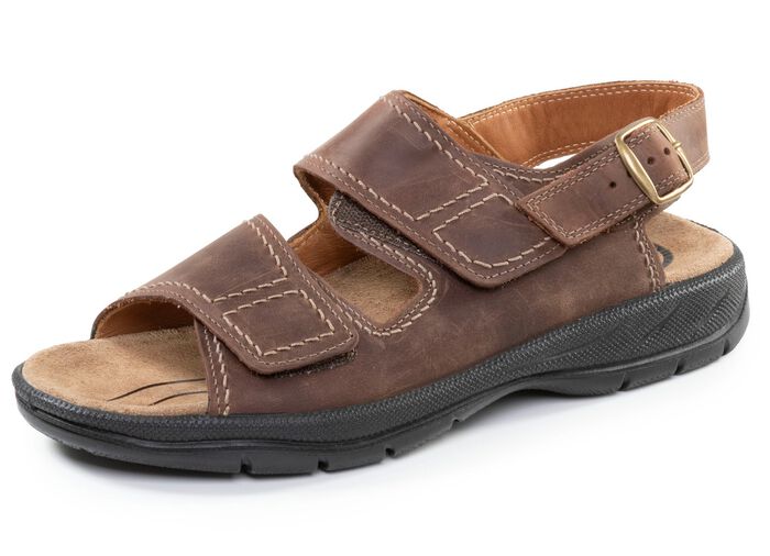 Klassieke herensandalen, breedte H, met klittenbandsluiting MOKKA