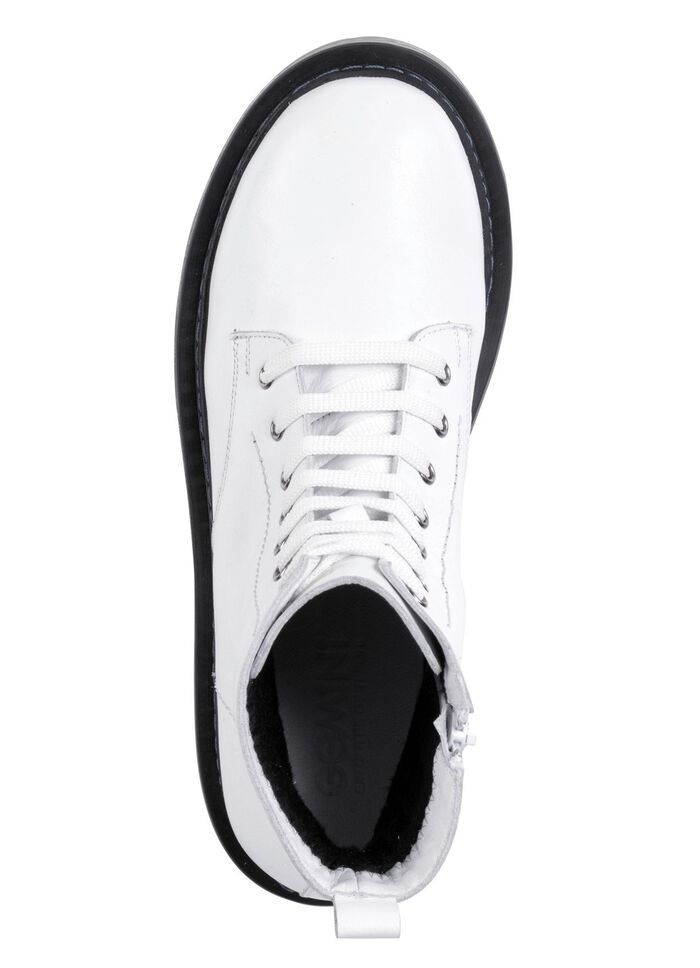 Gemini enkellaarsje met vetersluiting van zacht nappaleer van rundleer WIT