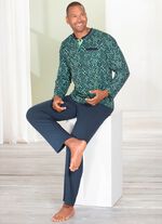 Pyjama met knoopsluiting en open manchetten 