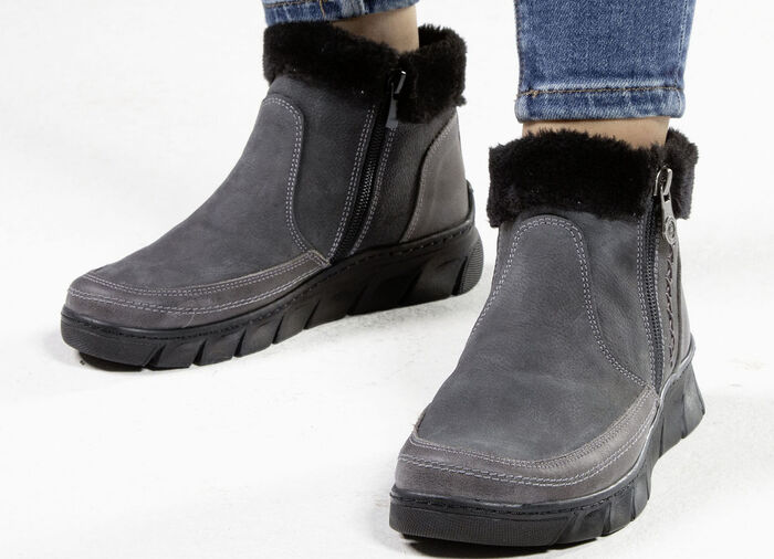 ELENA EDEN laarsje met zwarte pluche kraag GRIJS