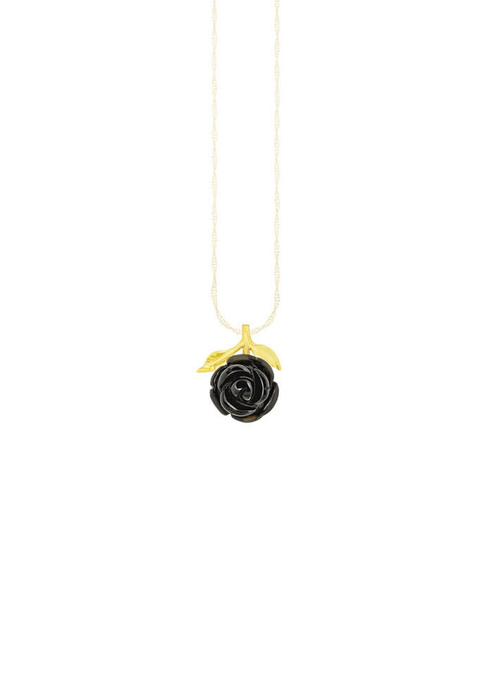 Romantische hanger met zwarte obsidiaan roos 