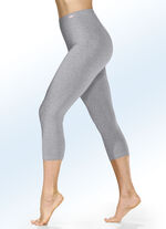 Verpakking van twee capribroeken met elastische band 1 X GRIJS GEM&Ecirc;LEERD, 1 X MARINE