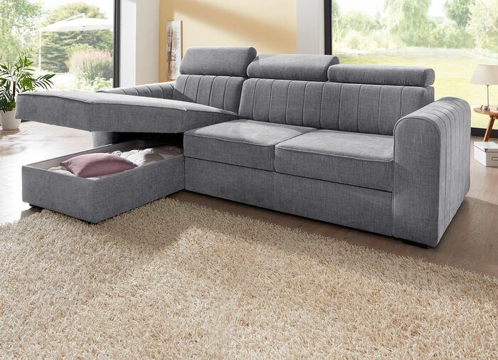 Gestoffeerde hoekeenheid met bedfunctie 