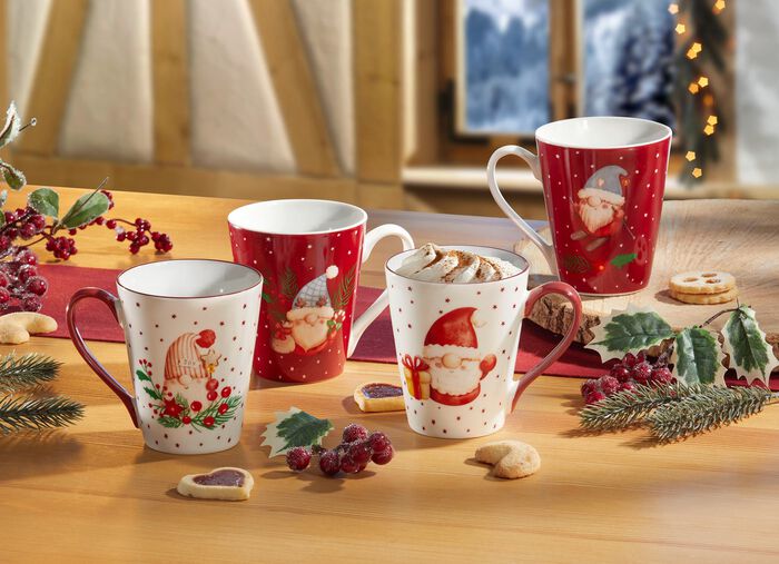 Kerstbekers, set van 4 