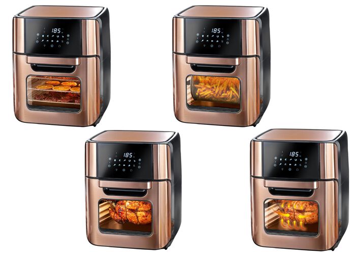 10-in-1 heteluchtfriteuse ZWART ROS&Eacute;GOUD
