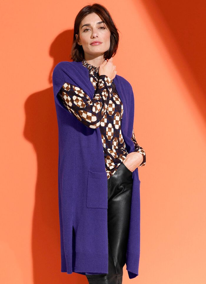 Lang gebreid kasjmier vest 