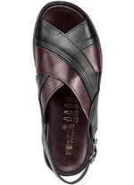 Sandaal met anatomisch gevormd leren voetbed ZWART-BORDEAUX